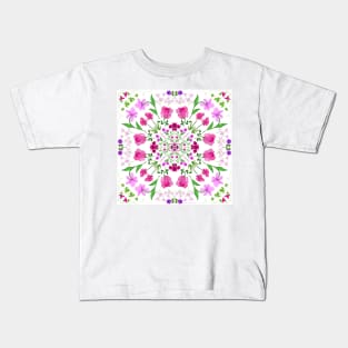 Delicate Floral Mandala on White Background Kids T-Shirt